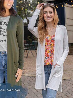 Grace & Lace Casual Day Modal Cardi in Ivory (XL)